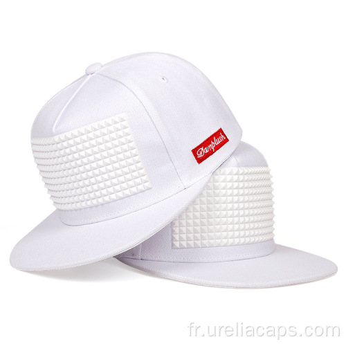 Casquette snapback en coton avec imprimé en caoutchouc